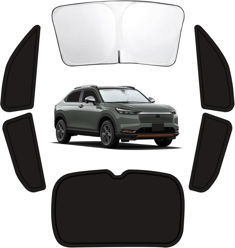 FSHAANY'S 6PCS Car Window Shades for Honda HR-V 2023-2025, Window Covers for VEZEL Windshield Side Rear Windows, Full Set Privacy Protection Car Sunshade with UV Blocking for Camping Napping - Image 1